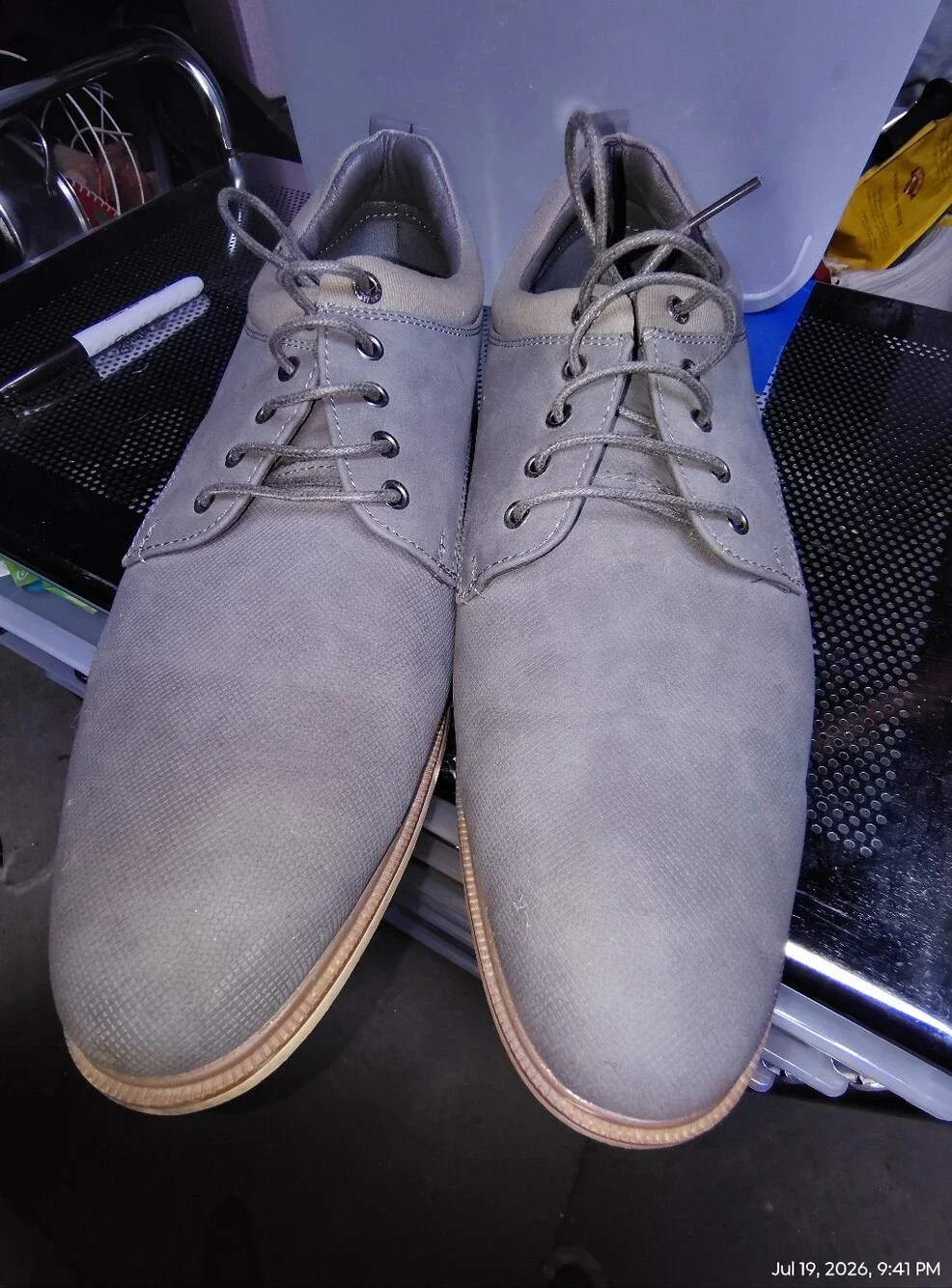 Men's Grey Lace-Up Derby Shoes - Versatile Office & Casual